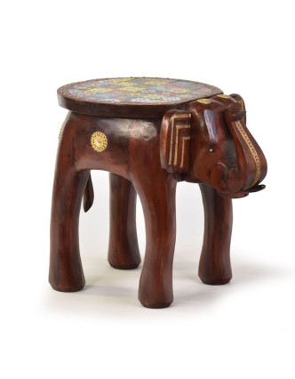 Stolička v tvare slona zdobená keramickými dlaždicami, 50x35x45cm