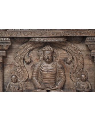 Vyrezávaný panel 5 Budhov, antik, 228x8x68cm