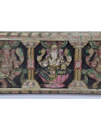 Vyrezávaný panel Ganesh, maľovaný, 92x30x5cm