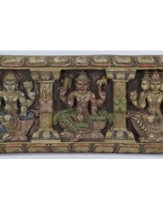 Vyrezávaný panel Shiva, maľovaný, 92x29x4cm