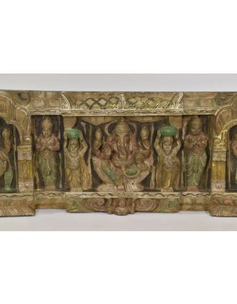 Vyrezávaný panel Ganesh, maľovaný, 123x32x5cm