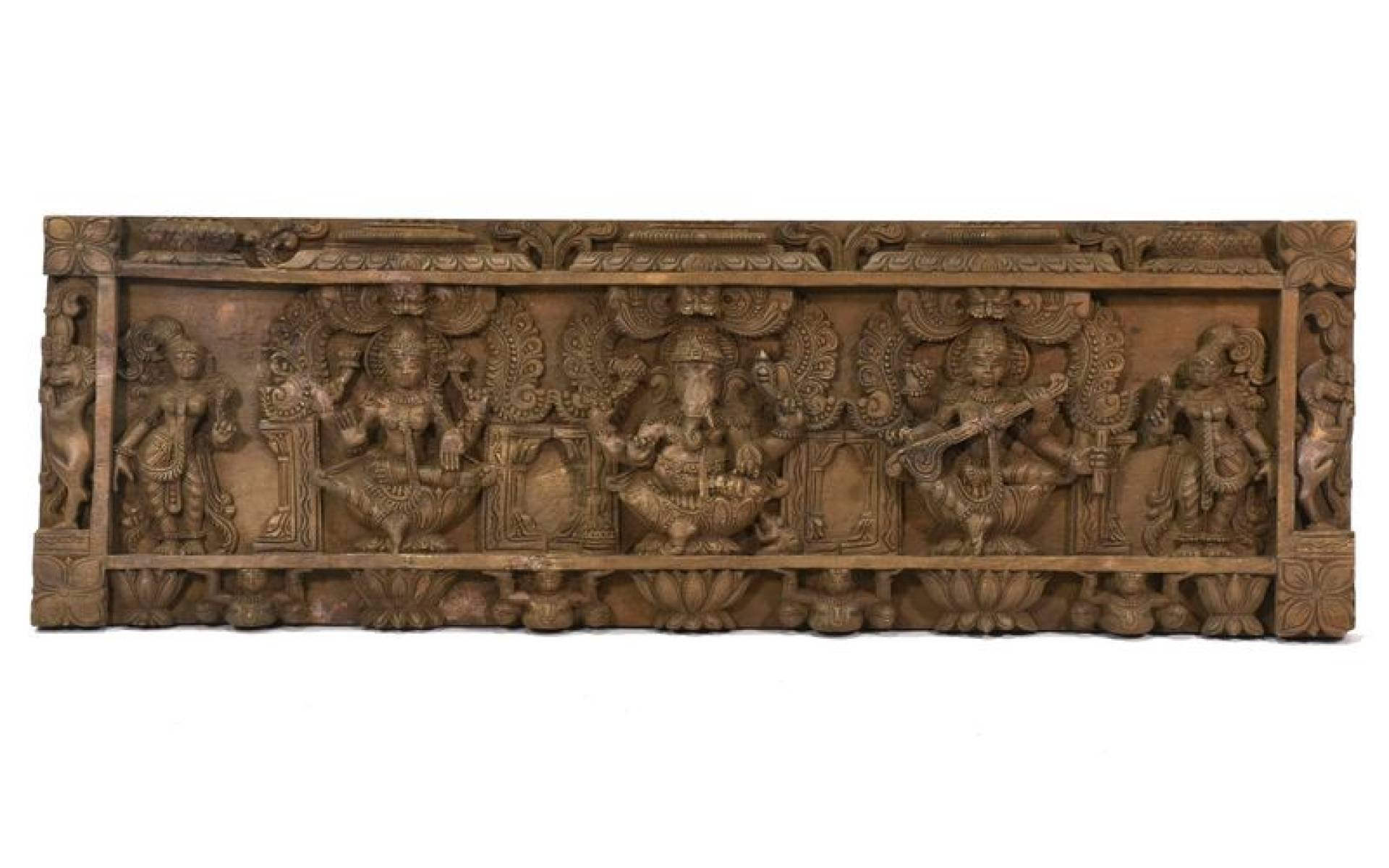 Vyrezávaný panel Ganesh, 91x29x4cm