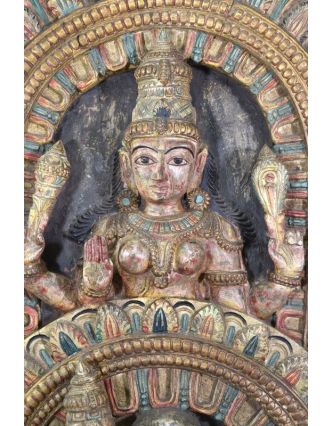Vyrezávaný antik panel Shiva a Parvati, 66x14x133cm
