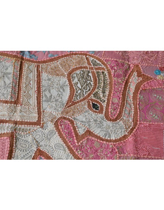 Unikátny patchworková tapisérie z Rajastan, ručné práce, 103x156cm