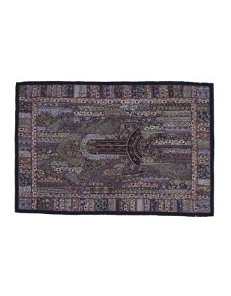 Unikátna tapiséria z Rajastanu, fialová, ručné zlaté vyšívanie, 108x157cm