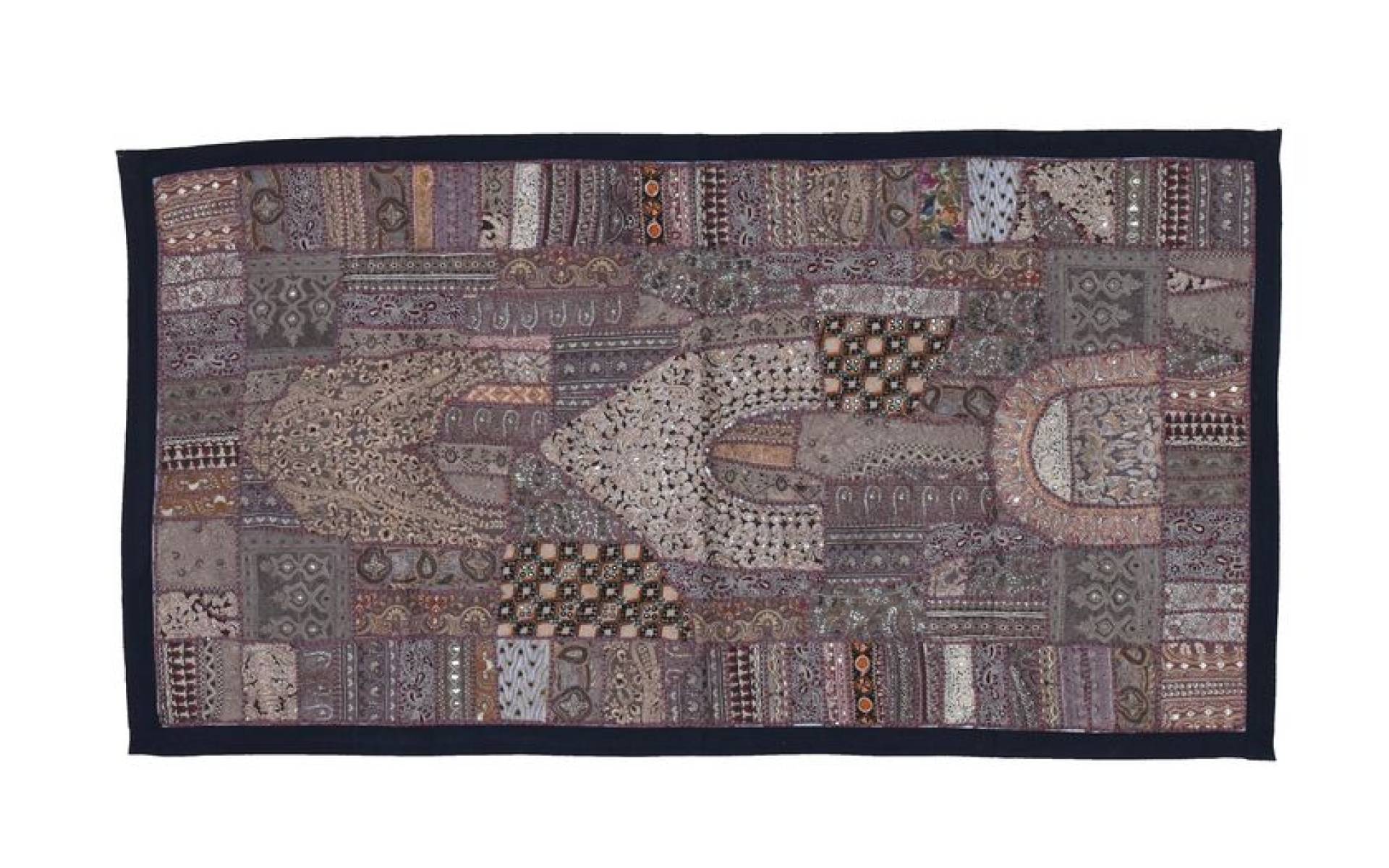 Unikátna tapiséria z Rajastanu, svetlo hnedá, ručné vyšívanie, 67x129cm