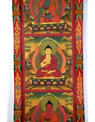 Drevený panel, Päť Dhjáni Budhov, ručne maľované, 161x37x4cm