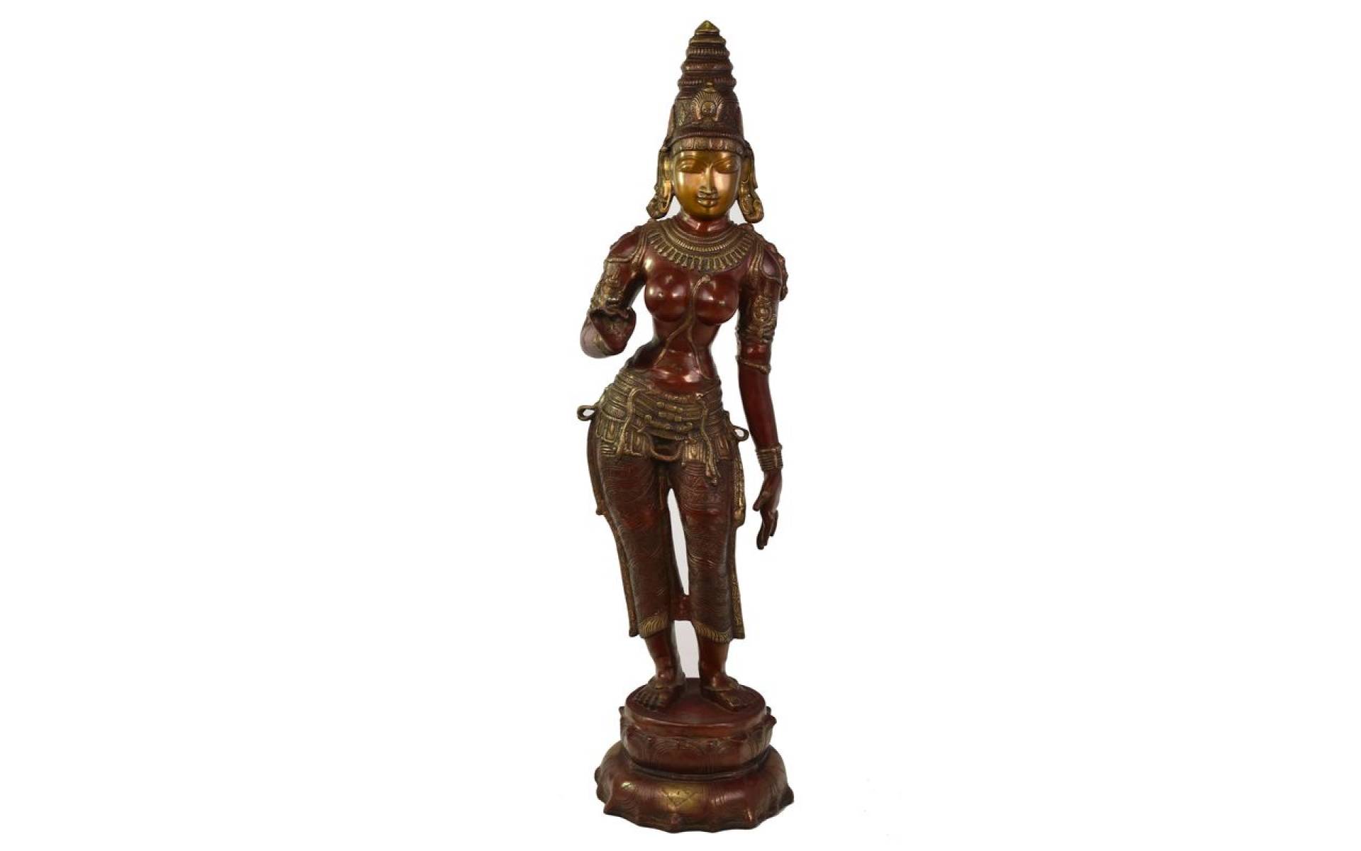 Mosadzná socha bohyne Parvati, 19x26x115cm