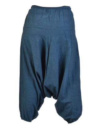 Tmavo modré turecké nohavice, guma v páse, vrecká, mäkčené prevedenie