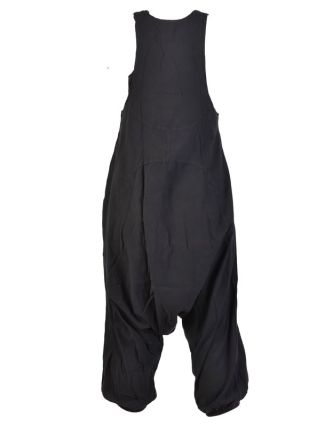 Turecké unisex nohavice s trakmi, rozopínanie na gombíky, vrecká, čierne