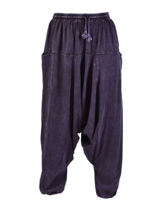 Turecké unisex nohavice, vrecká, stonewash, tmavo fialovej