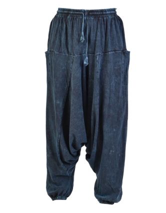 Turecké unisex nohavice, vrecká, stonewash, tmavo modré