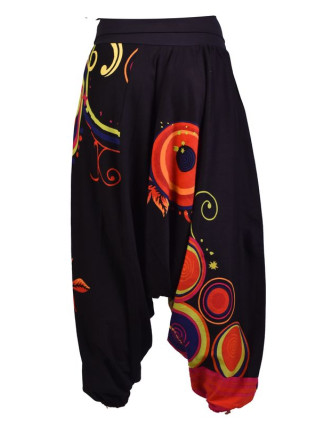 Čierne turecké nohavice s vysokým pásom, "Disco design",