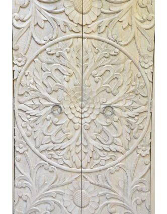 Vyrezávaná skriňa biela patina, mangové drevo, ručné práce, 100x60x200cm