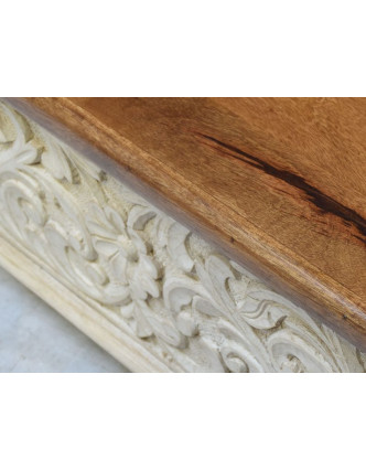 Truhla z teakového dreva, biela patina, 58x36x36cm