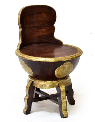 Stolček a 4 stoličky z palisandrového dreva zdobené mosadzou