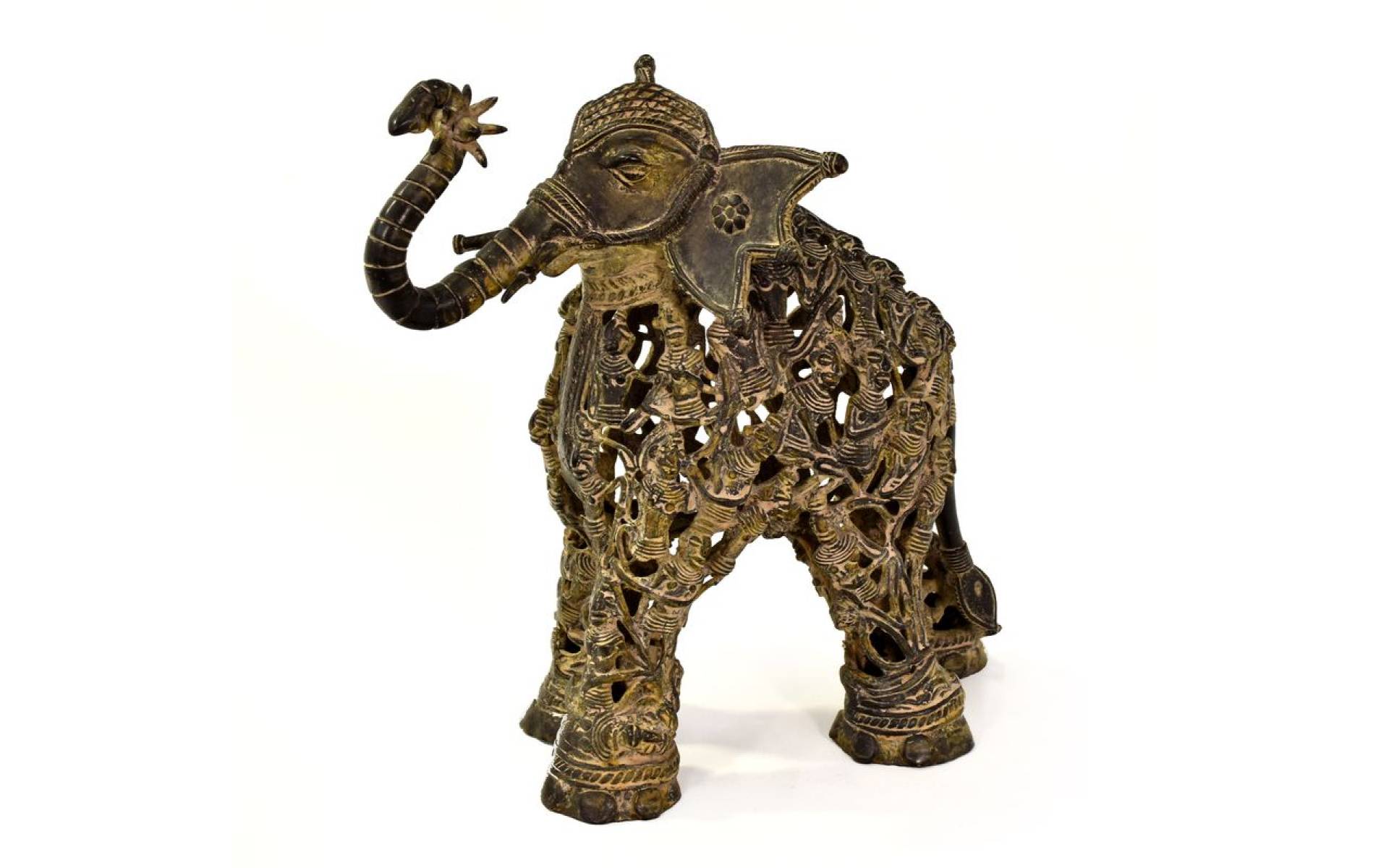 Socha slona "Tribal Art", kov, 24x15x28cm