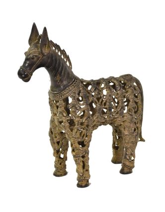 Socha koňa "Tribal Art", kov, 31x10x35cm