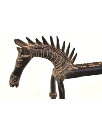 Kôň, mosadzná soška, tribal art, 34x6x17cm