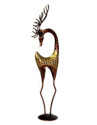 Socha jeleňa, kov, bronzová patina, 20x15x83cm