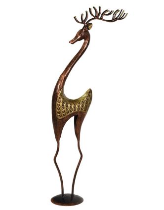 Socha jeleňa, kov, bronzová patina, 20x15x89cm