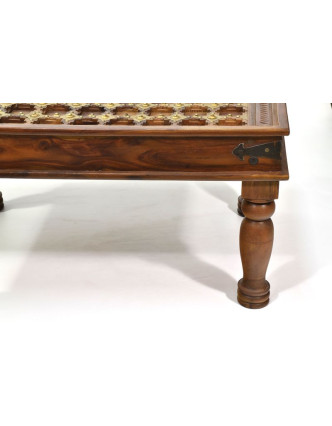 Konferenčný stolík z palisandru zdobený mosadzou, 90x60x45cm