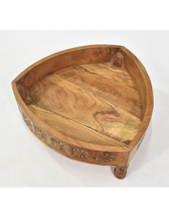 Stolík z mangového dreva, ručne vyrezávaný, 45x45x18cm