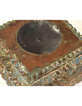 Svietnik vyrobený z hlavice starého teakového stĺpa, 24x24x14cm