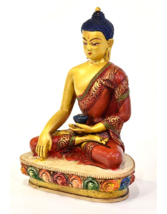 Budha Šákjamúni, živice, pozlátený, ručne vyrezávaný, 12x11x22cm