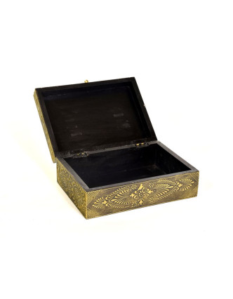 Drevená ozdobná krabička (šperkovnice), mosadzné kovania, 25x18x10cm