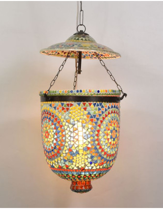 Sklenená mozaiková lampa, multifarebná, ručné práce, 24x24x30cm