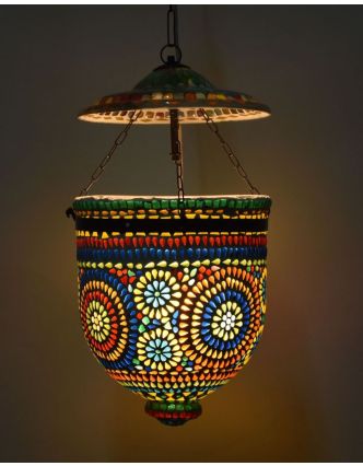 Sklenená mozaiková lampa, multifarebná, ručné práce, 24x24x30cm