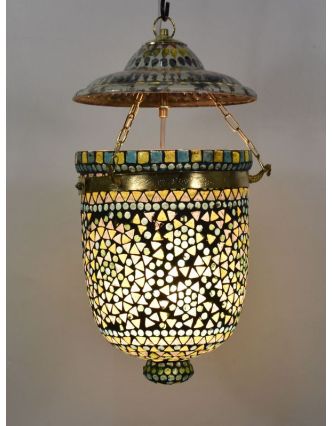 Sklenená mozaiková lampa, multifarebná, ručné práce, antik patina, 22x22x26cm