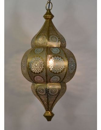 Lampa v orientálnom štýle s jemným vzorom, zlatá, vo vnútri modrá, 25x25x50cm
