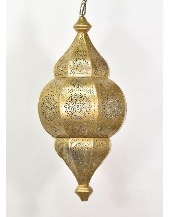 Lampa v orientálnom štýle s jemným vzorom, zlatá, vo vnútri modrá, 25x25x50cm