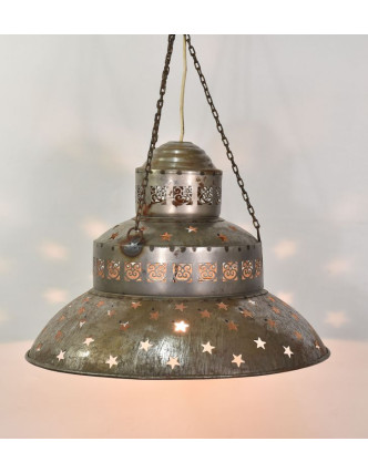 Kovová lampa v orientálnom štýle, hrdza, 48x48x38cm
