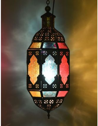 Arabská lampa, multifarebná, mosadz, ručné práce, 14x14x40cm