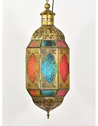 Arabská lampa, multifarebná, mosadz, ručné práce, 14x14x40cm