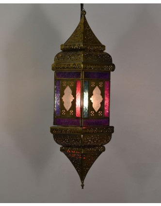 Arabská lampa, multifarebná, mosadz, ručné práce, 13x13x50cm