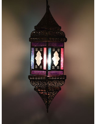 Arabská lampa, multifarebná, mosadz, ručné práce, 13x13x50cm