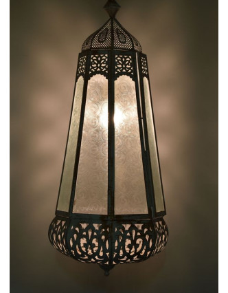 Arabská lampa, biela patina, ručné práce, 33x33x78cm