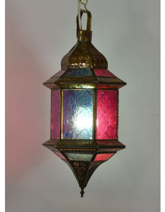 Arabská lampa, multifarebná, mosadz, ručné práce, 19x19x37cm