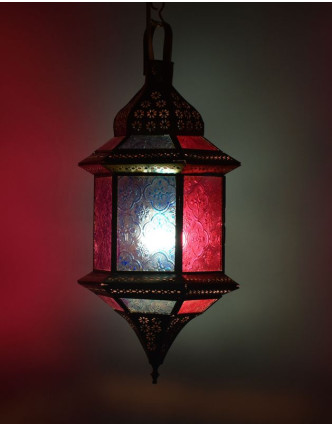 Arabská lampa, multifarebná, mosadz, ručné práce, 19x19x37cm
