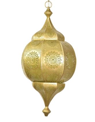 Orientálna lampa s jemným vzorom, zlatá, vnútri žltá, 30x30x63cm