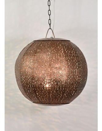 Kovová lampa v arabskom štýle, medená, vnútri tyrkysová, 35x35x35cm