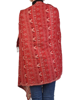 Veľký zimné šál s drobným geometrickým vzorom, červená, 205x90cm