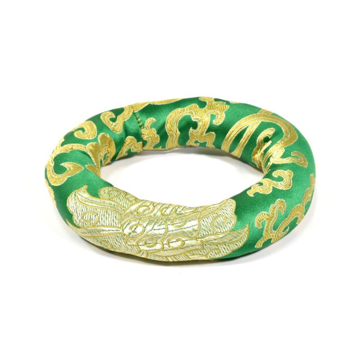 Podložka pod tibetskú misu zo zeleného brokátu, priem. 12cm