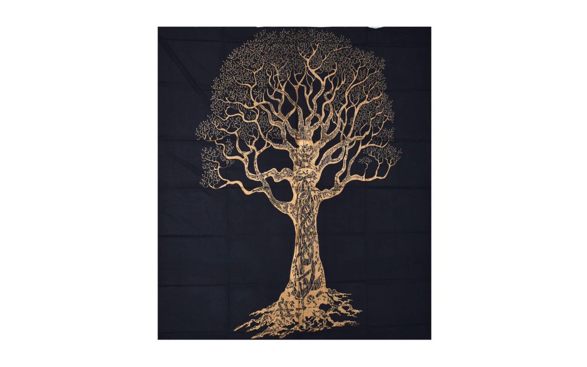 Prikrývka s tlačou, strom, čierno-zlatý, 230x200 cm