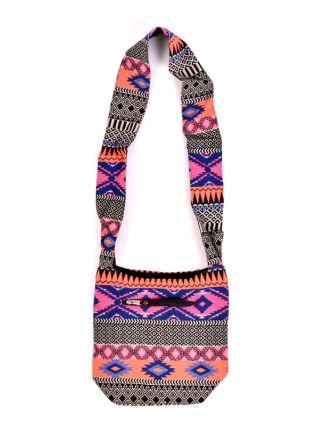 Taška cez rameno, farebné, malé, Aztec dizajn, zips 27x28 cm