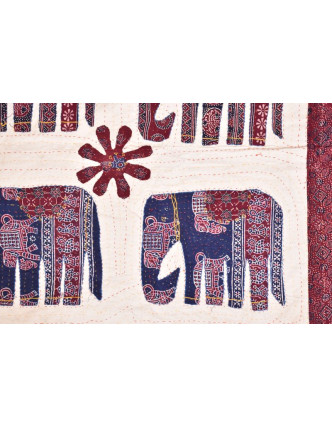 Patchworkový prehoz na posteľ, prešívaný so slonmi, 220x270cm